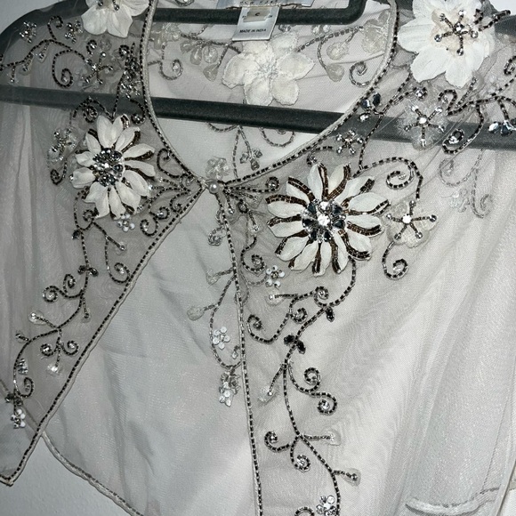 BHLDN Floral Embroidered Sheer Cape - Picture 4 of 7